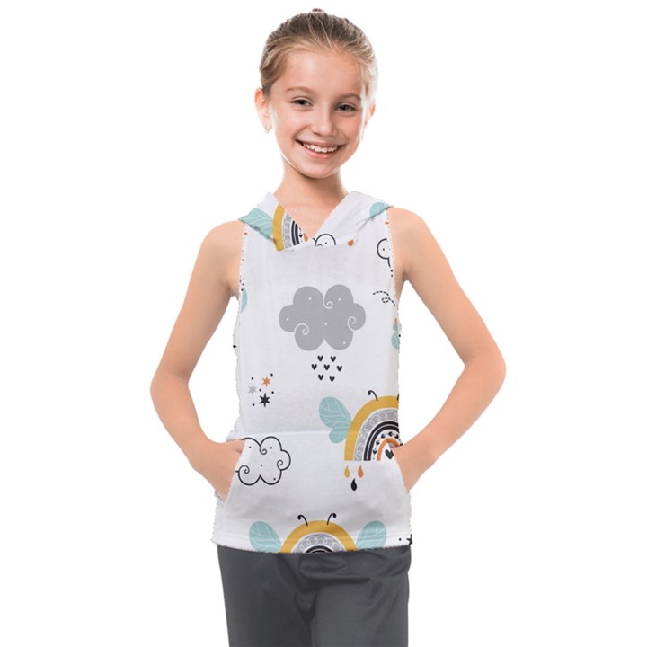 Art Pattern Design Wallpaper Background Print Kids  Sleeveless Hoodie