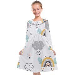 Art Pattern Design Wallpaper Background Print Kids  Midi Sailor Dress by uniart180623