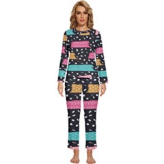 Art Pattern Design Wallpaper Background Print Patterns Womens  Long Sleeve Lightweight Pajamas Set