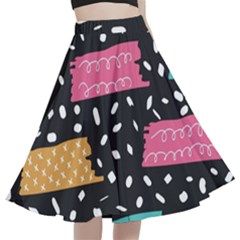 Art Pattern Design Wallpaper Background Print Patterns A-line Full Circle Midi Skirt With Pocket by uniart180623