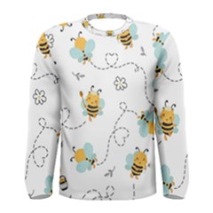 Bee Art Pattern Design Wallpaper Background Print Men s Long Sleeve Tee by uniart180623