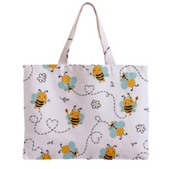 Bee Art Pattern Design Wallpaper Background Print Zipper Mini Tote Bag by uniart180623