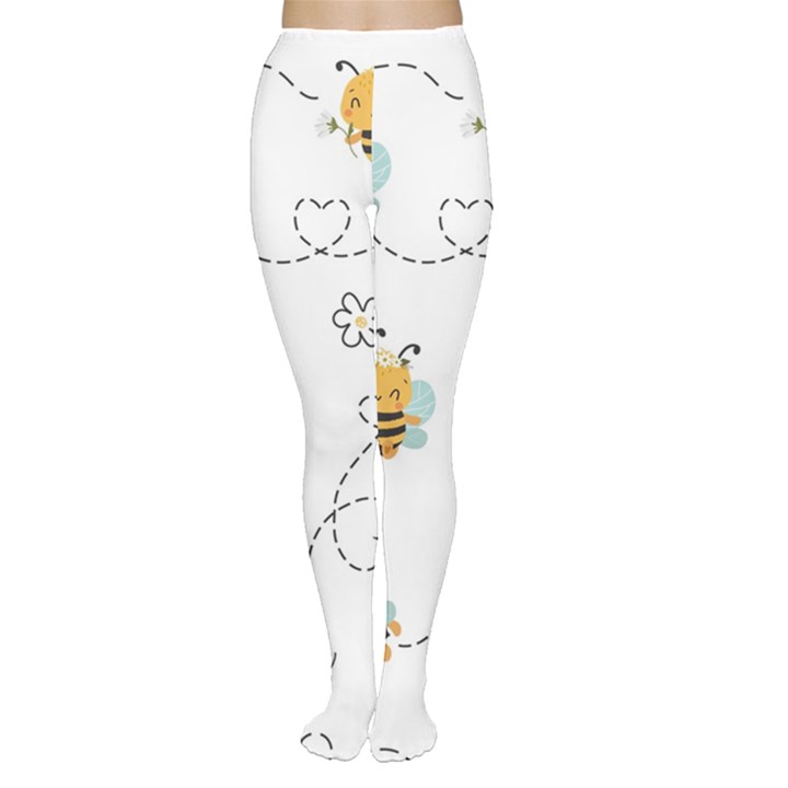 Bee Art Pattern Design Wallpaper Background Print Tights