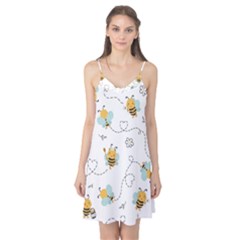 Bee Art Pattern Design Wallpaper Background Print Camis Nightgown  by uniart180623