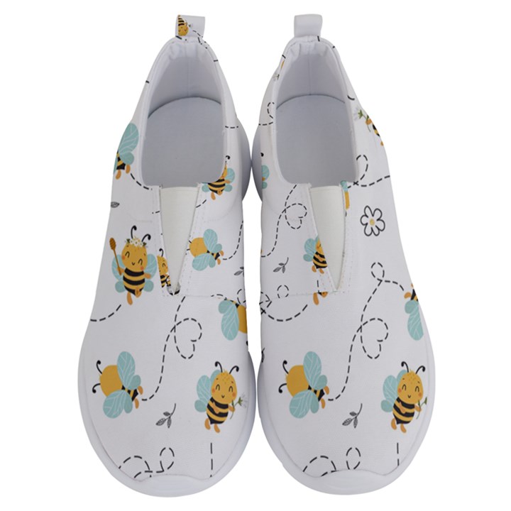 Bee Art Pattern Design Wallpaper Background Print No Lace Lightweight Shoes