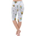 Bee Art Pattern Design Wallpaper Background Print Lightweight Velour Cropped Yoga Leggings View4