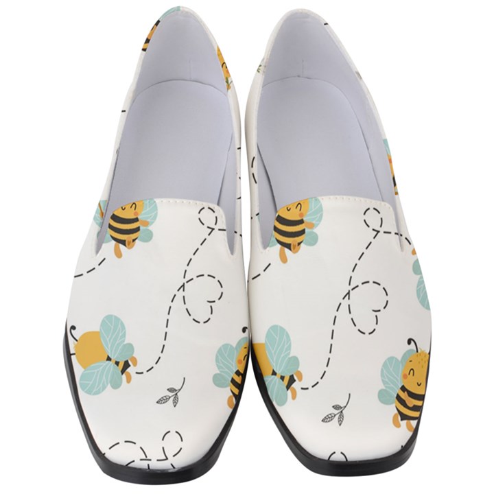 Bee Art Pattern Design Wallpaper Background Print Women s Classic Loafer Heels