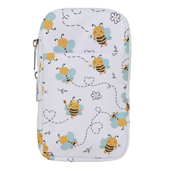 Bee Art Pattern Design Wallpaper Background Print Waist Pouch (Large)