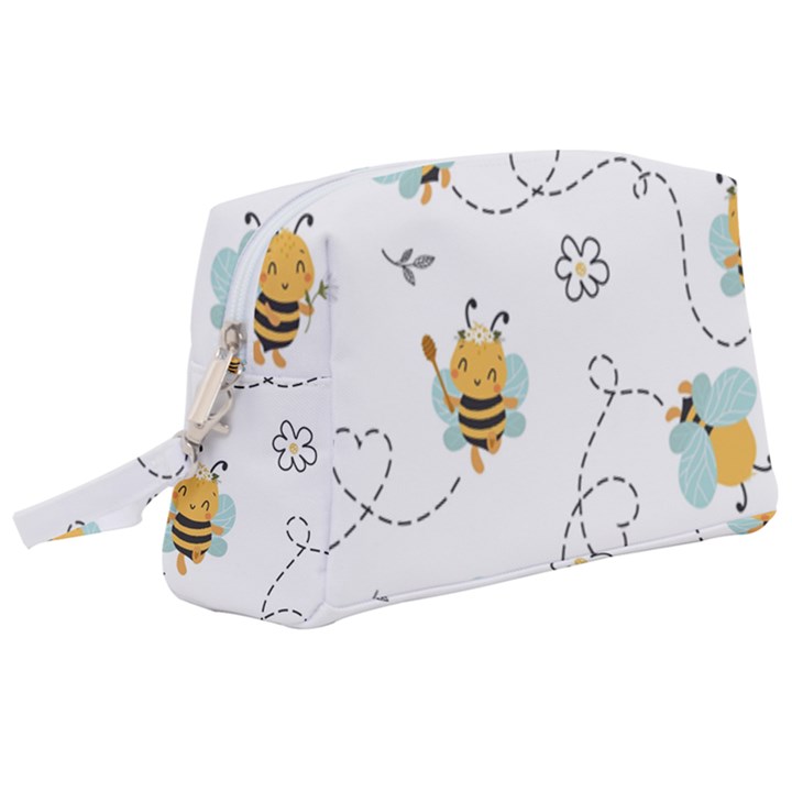 Bee Art Pattern Design Wallpaper Background Print Wristlet Pouch Bag (Large)