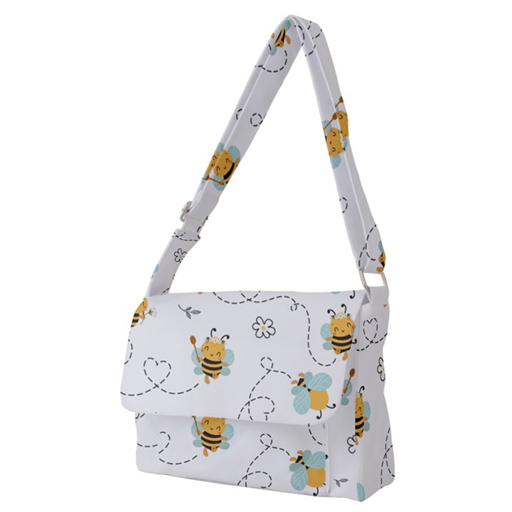 Bee Art Pattern Design Wallpaper Background Print Full Print Messenger Bag (M)