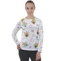 Bee Art Pattern Design Wallpaper Background Print Women s Long Sleeve Raglan Tee View1