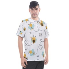 Bee Art Pattern Design Wallpaper Background Print Men s Polo Tee by uniart180623