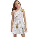 Bee Art Pattern Design Wallpaper Background Print Kids  One Shoulder Party Dress View1