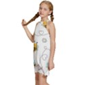 Bee Art Pattern Design Wallpaper Background Print Kids  Halter Collar Waist Tie Chiffon Dress View2