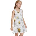 Bee Art Pattern Design Wallpaper Background Print Kids  Sleeveless Tiered Mini Dress View3