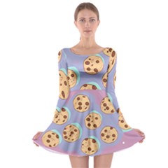 Cookies Chocolate Chips Chocolate Cookies Sweets Long Sleeve Skater Dress by uniart180623