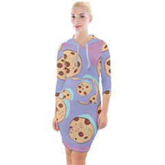 Cookies Chocolate Chips Chocolate Cookies Sweets Quarter Sleeve Hood Bodycon Dress by uniart180623