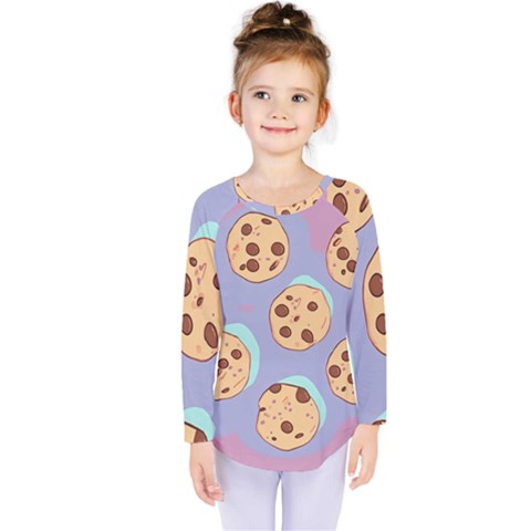 Cookies Chocolate Chips Chocolate Cookies Sweets Kids  Long Sleeve Tee by uniart180623