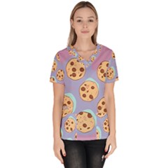 Cookies Chocolate Chips Chocolate Cookies Sweets Women s V-neck Scrub Top by uniart180623