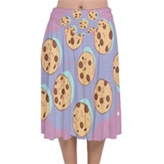 Cookies Chocolate Chips Chocolate Cookies Sweets Velvet Flared Midi Skirt by uniart180623