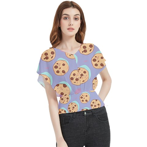 Cookies Chocolate Chips Chocolate Cookies Sweets Butterfly Chiffon Blouse by uniart180623