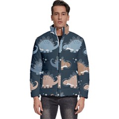 Dino Art Pattern Design Wallpaper Background Men s Puffer Bubble Jacket Coat by uniart180623