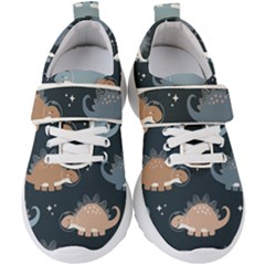 Dino Art Pattern Design Wallpaper Background Kids  Velcro Strap Shoes by uniart180623