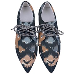 Dino Art Pattern Design Wallpaper Background Pointed Oxford Shoes by uniart180623