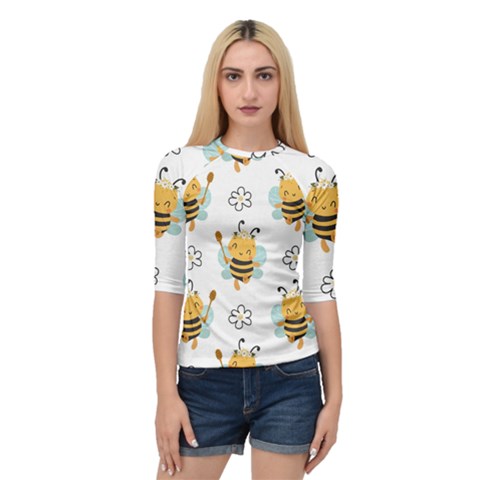 Art Bee Pattern Design Wallpaper Background Quarter Sleeve Raglan Tee by uniart180623