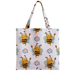 Art Bee Pattern Design Wallpaper Background Zipper Grocery Tote Bag by uniart180623