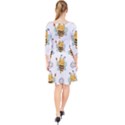 Art Bee Pattern Design Wallpaper Background Quarter Sleeve Front Wrap Dress View2