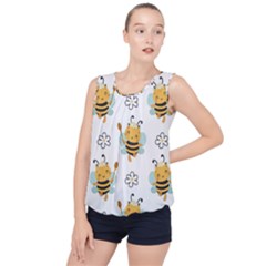 Art Bee Pattern Design Wallpaper Background Bubble Hem Chiffon Tank Top by uniart180623