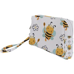 Art Bee Pattern Design Wallpaper Background Wristlet Pouch Bag (small) by uniart180623