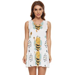 Art Bee Pattern Design Wallpaper Background Tiered Sleeveless Mini Dress by uniart180623