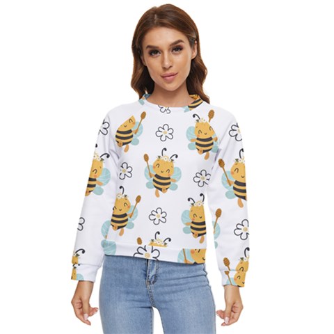 Art Bee Pattern Design Wallpaper Background Women s Long Sleeve Raglan Tee by uniart180623