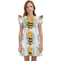 Art Bee Pattern Design Wallpaper Background Kids  Winged Sleeve Dress by uniart180623