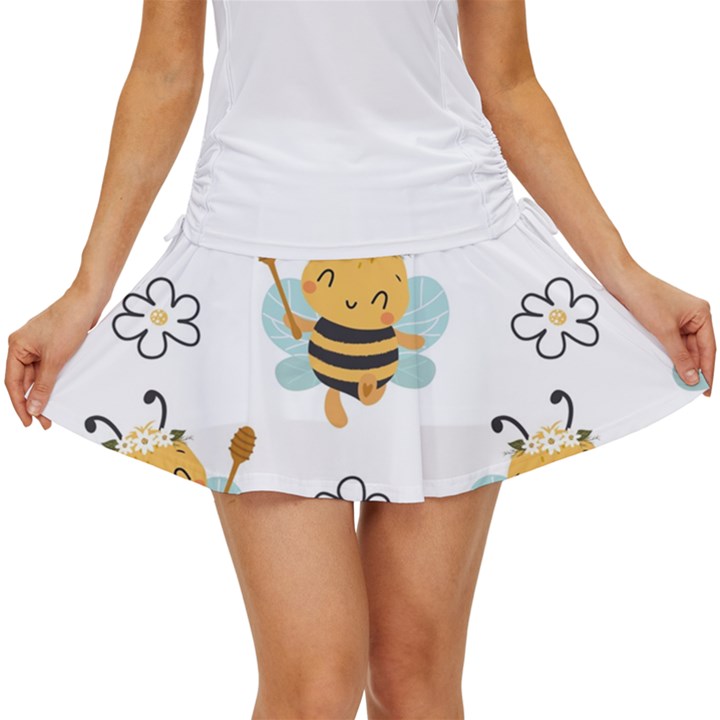 Art Bee Pattern Design Wallpaper Background Women s Skort