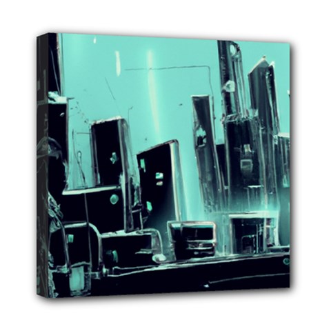 Buildings City Urban Destruction Background Mini Canvas 8  X 8  (stretched) by uniart180623