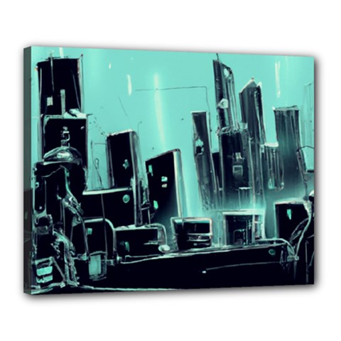 Buildings City Urban Destruction Background Canvas 20  X 16  (stretched) by uniart180623