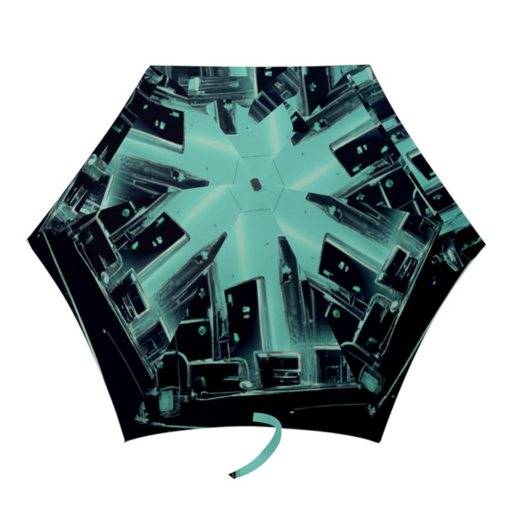 Buildings City Urban Destruction Background Mini Folding Umbrellas