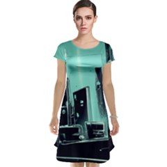 Buildings City Urban Destruction Background Cap Sleeve Nightdress by uniart180623