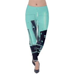 Buildings City Urban Destruction Background Velvet Leggings by uniart180623