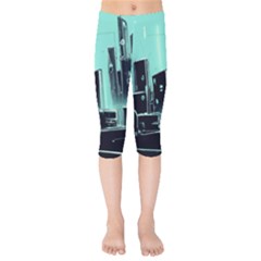 Buildings City Urban Destruction Background Kids  Capri Leggings  by uniart180623