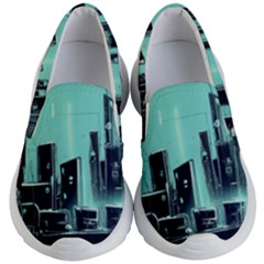 Buildings City Urban Destruction Background Kids Lightweight Slip Ons by uniart180623