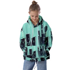 Buildings City Urban Destruction Background Kids  Oversized Hoodie by uniart180623