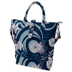 Flowers Pattern Floral Ocean Abstract Digital Art Buckle Top Tote Bag by uniart180623