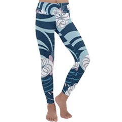 Flowers Pattern Floral Ocean Abstract Digital Art Kids  Lightweight Velour Classic Yoga Leggings by uniart180623