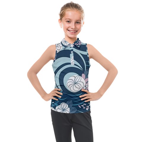 Flowers Pattern Floral Ocean Abstract Digital Art Kids  Sleeveless Polo Tee by uniart180623