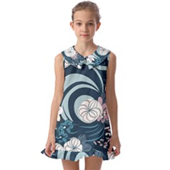 Flowers Pattern Floral Ocean Abstract Digital Art Kids  Pilgrim Collar Ruffle Hem Dress by uniart180623