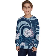 Flowers Pattern Floral Ocean Abstract Digital Art Kids  Long Sleeve Jersey by uniart180623